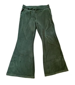 Aerie Green Velour Pull On Flare Pants. Forest Green. Size XL thumbnail 1