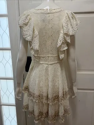 Farm Rio Cotton Beaded Eyelet Mini Dress Size small thumbnail 11