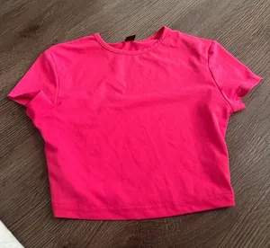 SHEIN Bright Pink Crewneck Crop Top thumbnail 1