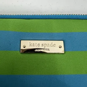 Kate Spade 12.5" Laptop Sleeve Blue Green Striped Neoprene Tech Case Bag Pouch thumbnail 4