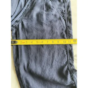 Athleta Linen Reverie Pants Sz 2 Navy Blue Drawstring Elastic Waist Wide Leg thumbnail 5