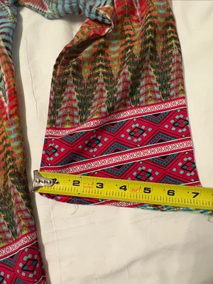 new directions Multicolor Zigzag Tie-Neck Women’s Tunic SZ L thumbnail 9