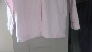 Victoria's Secret vertical stripe sleep shirt top in pink and white size XS. thumbnail 4