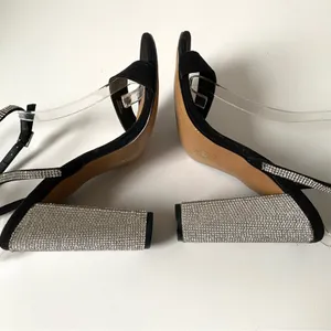 ASOS Design Hot Step Embellished Rhinestone Block Heel Black Sandals size 5 thumbnail 10