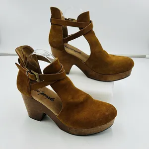 Free People Cedar Clog in Suede Brown Women’s Sz EUR 41 US 10.5-11 Wooden Heel thumbnail 1