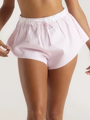 Lounge Soft Pink Stripe Women's Pajama Shorts with Drawstring Bloom & Stripe thumbnail 1