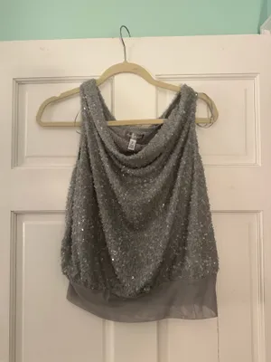 Urban Outfitters NWT Alix Asymmetric Off-The-Shoulder Ruched Sequin Crop Top thumbnail 3