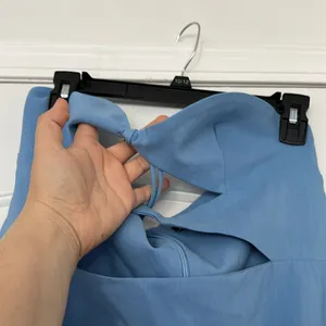 Zara Blogger Favorite Blue Cut-out Halter Top Bodycon Midi Dress Sz L thumbnail 9