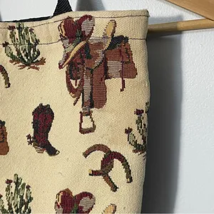 Equestrian Tapestry‎ Tote Handbag Black thumbnail 3