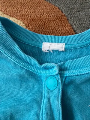 Offline by Aerie Throwback Snap Fleece Crewneck Sweatshirt Blue Cropped Size XXS thumbnail 2