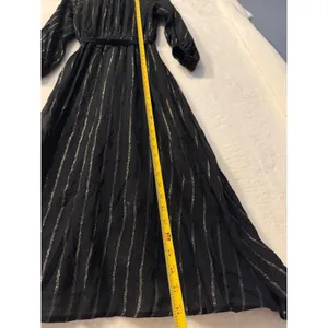 Traffic People Black Gold Metallic Stripe Midi Dress‎ Long Sleeve XS NWT $154 thumbnail 6