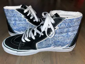 Vans Sk8 Hi Bolt Blue Tile Print High Top Sneakers Mens 9 Womens 10.5 thumbnail 1