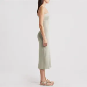 New! Free People Ravena Strapless Maxi Sweater Dress Lima Bean Size Large thumbnail 3