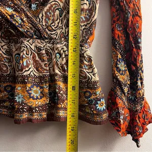 Free People Rosalie Wrap Top long sleeve asymmetric indie hippie festival floral thumbnail 7