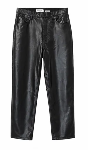 Abercrombie Curve Love Vegan Leather Ankle‎ Straight Pants Black 10/30 Regular thumbnail 1
