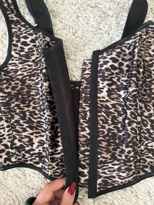 Cheetah Print Corset Top Black thumbnail 3