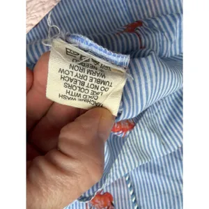 Violet Sky Flamingo Embroidered Tunic Blouse Small Blue White Stripe Cotton Boho thumbnail 10