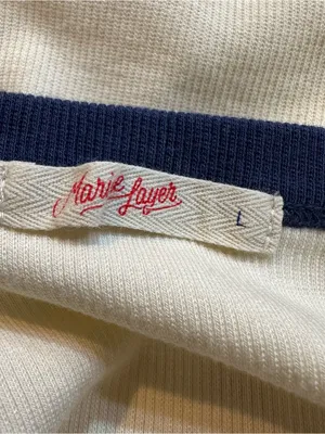 Marine Layer Lexi Rib Ringer Tee Cream & Bay Blue Size Large thumbnail 9
