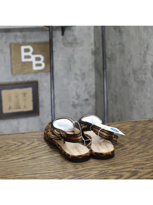 NWT A New Day Womens London Sling Back Flats Sandals 94303555 Leopard Brown 7M thumbnail 5