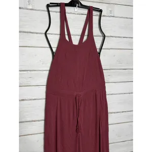 Free People FP Beach Jumpsuit Overalls Small Mauve Ribbed Linen Blend thumbnail 2
