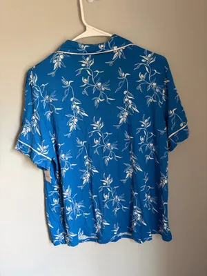 Auden Short sleeve button down pajama shirt Blue Size M thumbnail 3