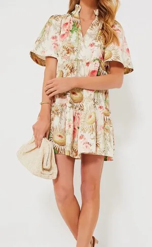 Tuckernuck Sun Faded Floral Crawford Mini Dress‎ Size Small NWT NEW cotton vacay thumbnail 1