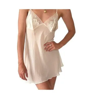 VINTAGE VICTORIAS SECRET SILKY SATIN NIGHTGOWN Lingerie MEDIUM NWT NEW #225 thumbnail 11