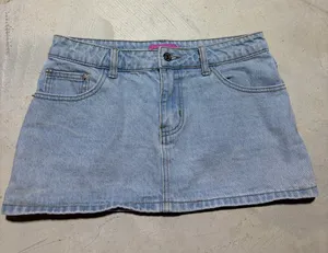 Edikted Light Wash Denim Mini Skirt small thumbnail 1
