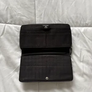 Vintage Etienne Aigner Black Zip Around Continental Wallet Stitched Leather thumbnail 7