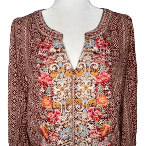Savanna Jane Embroidered Blouse Tunic Top Medium Rayon Boho thumbnail 4