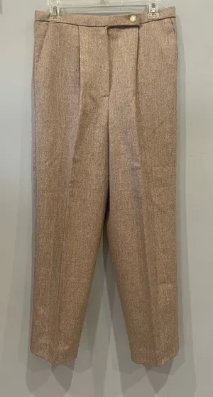 High-Waist Tailored womens Trousers — Light Brown lined like new thumbnail 1