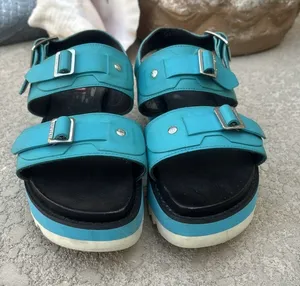 HUNTER Original Leather Platform Sandals Women’s Size 9 10 Turquoise thumbnail 4