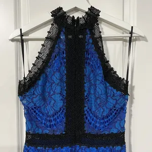 Alexis Size S Julianna Dress‎ Blue Black Lace Halter Midi Bodycon High Neck Gown thumbnail 7