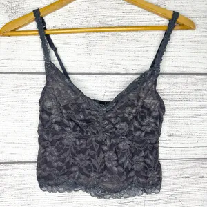 Moda International Sheer Gray Lace Bralette Size Small thumbnail 8