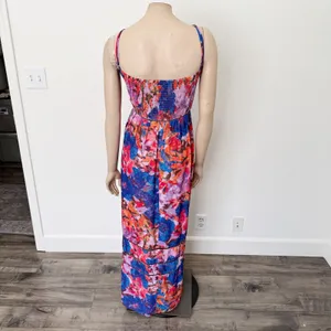 [City Chic] Blue Purple Abstract Floral Print Stained Glass Maxi Dress Sz 20 / L thumbnail 3