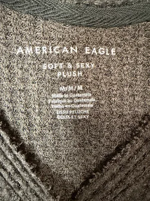 American Eagle Outfitters Soft & Sexy waffle henley top olive green oversized M thumbnail 6