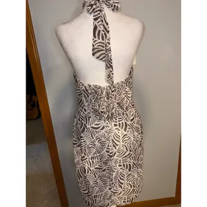 Toccin x‎ RTR Brown White Zebra Print Halter Mini Dress Size 8 Smocked Back thumbnail 11