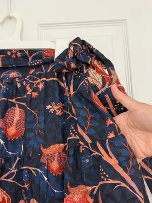 Ulla Johnson Sigrid Tiered Floral Midi Skirt Cotton Women’s 6 Navy thumbnail 6