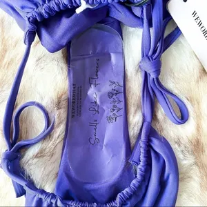WeWoreWhat Ruched Bandeau Bikini Sapphire Blue XS NWT‎ thumbnail 10