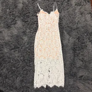 Lulus Elegant White Lace date romantic spaghetti strap Dress maxi dress sz small thumbnail 5