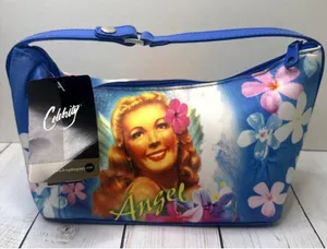 Celebrity Angel Floral & Portrait Purse Makeup Tote 9”x6”x5” NWT CHARITY thumbnail 1