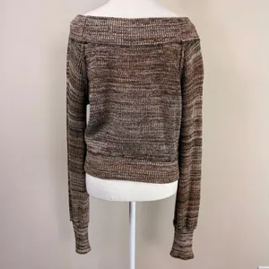 Free People Sugar Rush Off‎ The Shoulder Sweater Long Sleeve Cropped thumbnail 2