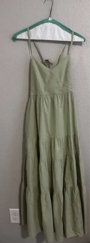 Madewell Sidonie Poplin Maxi Dress XXS Pale Green thumbnail 3