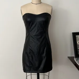 Free People Feel the Vibe Faux Leather Strapless Bodycon Slip Dress Size Small thumbnail 7