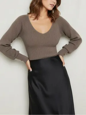REFORMATION Hart Cashmere Sweater, Cocoa, Medium thumbnail 4