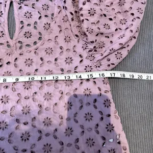 American‎ Eagle Outfitters Eyelet Puff Sleeve Crop Top Dusty Rose XS thumbnail 8