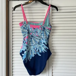 Lilly Pulitzer LaRue One Piece Swimsuit Size 0 - Deep Sea Navy Beach Neon thumbnail 2