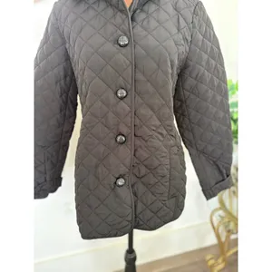 Jones New York Black Quilted Jacket Coat Collared Button Up‎ Padded Classic thumbnail 2
