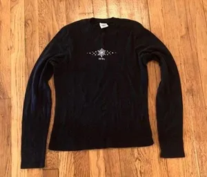 Old Navy Vintage Black Snowflake Long Sleeve Size Small thumbnail 1