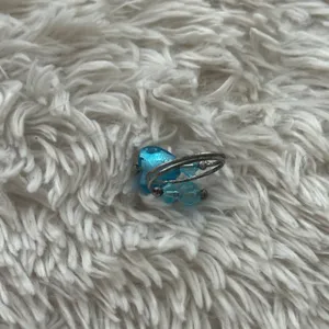 Silver Blue Beaded Ring Fashion Jewelry Iridescent Artisan Made thumbnail 2